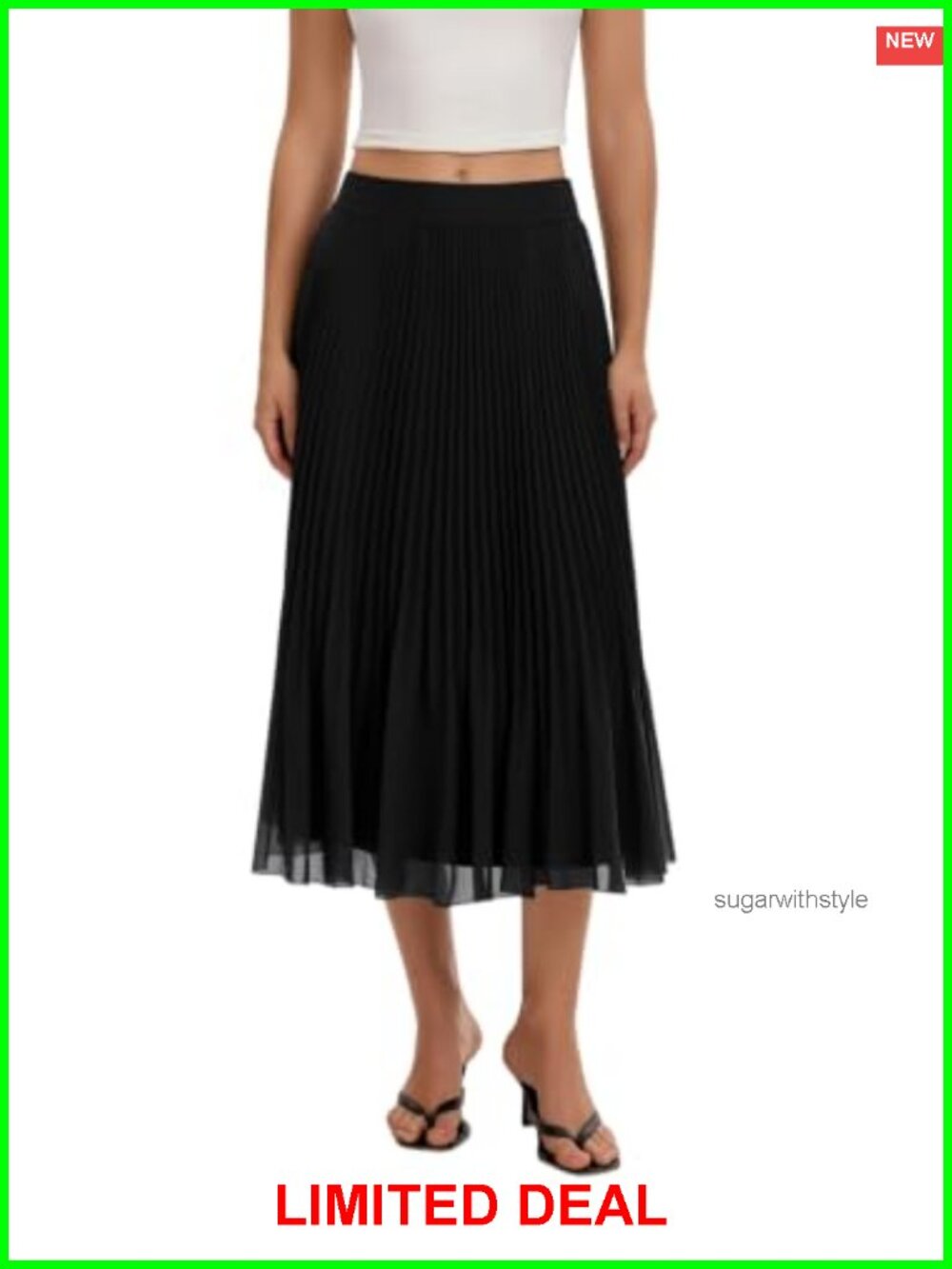 Elegant Pleated Chiffon A-Line Midi Skirt for Work Casual Party